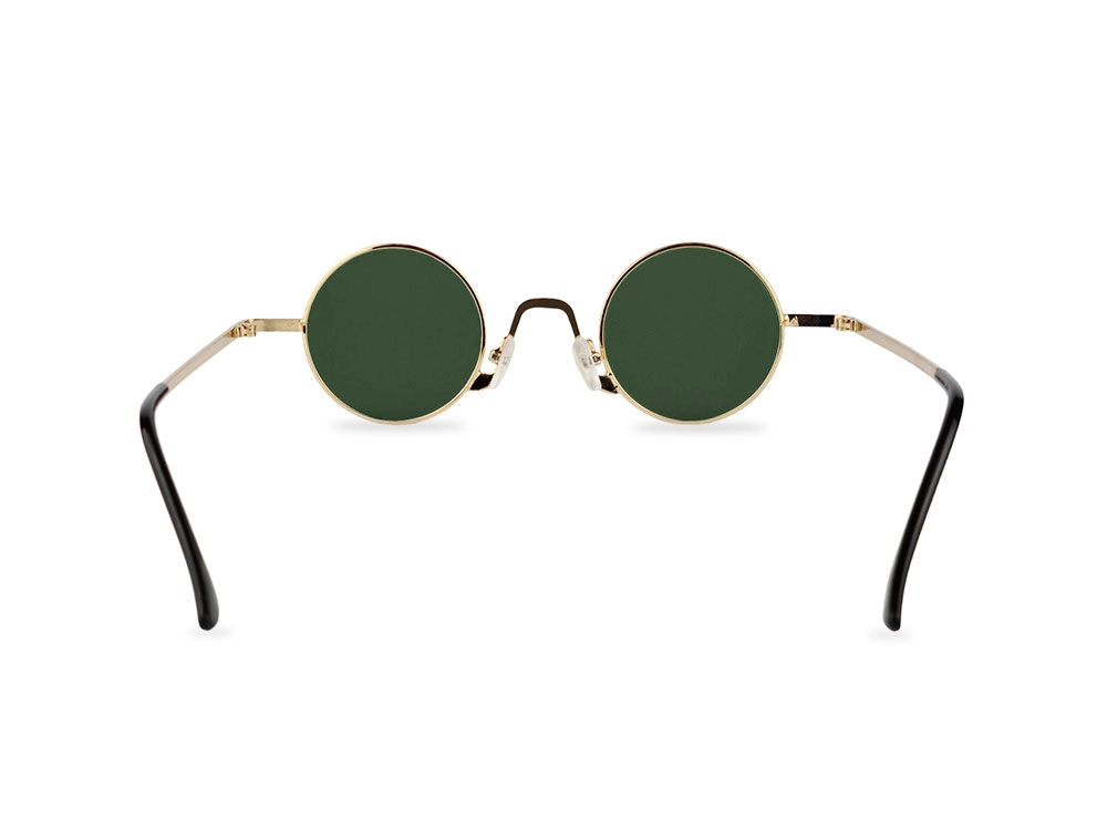 Unisex maslinasto zelene lenonke Retro classic REclsnm07 sa zlatnim okvirom zadnji