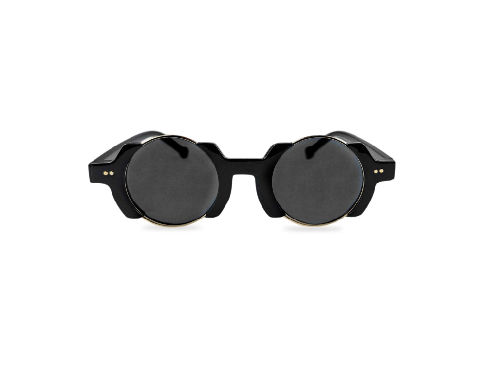 Unisex crne plasticne lenonke sa zlatnim metalnim okvirom retro classic REpzc01 prednji