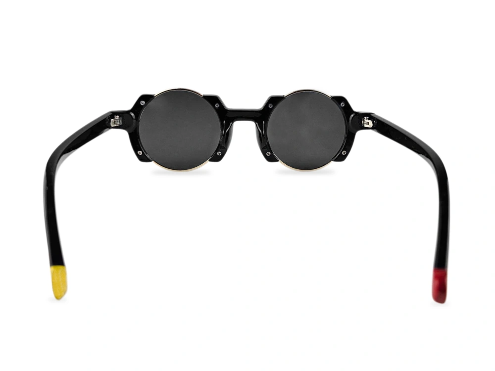Unisex crne plasticne lenonke sa zlatnim metalnim okvirom retro classic REpzc01 zadnji